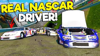 Racing & Crashing a Real NASCAR Driver! (BeamNG Drive Multiplayer)