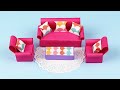 DIY Mini Paper Sofa Set | How To Make a Paper Sofa | Paper Crafts For School | Origami Sofa