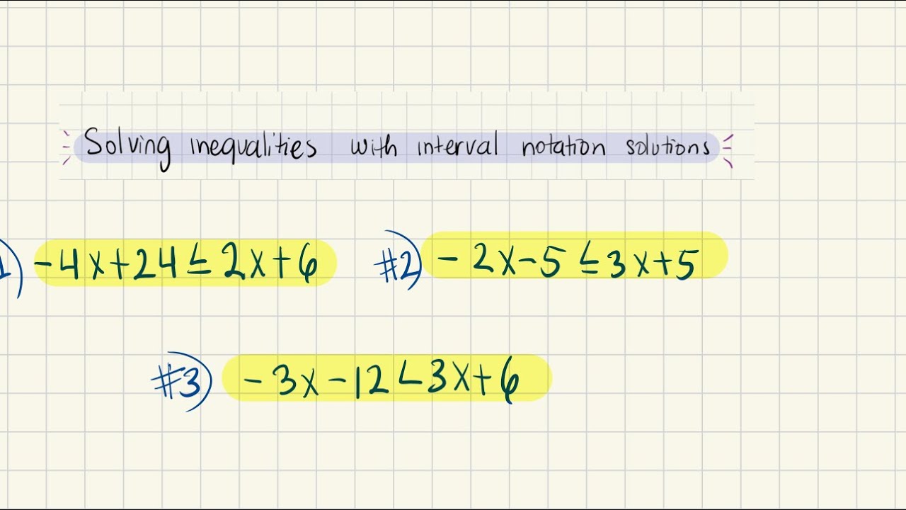 Solving inequalities with interval notation