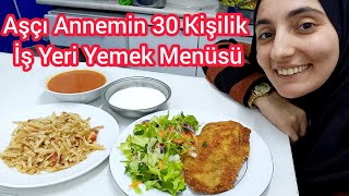 Aşçı Annemin 30 Kişilik İşyeri Yemek Menüsü Özel Soslu Tavuk Şinitzel Erişte Pilavı Kış Salatası