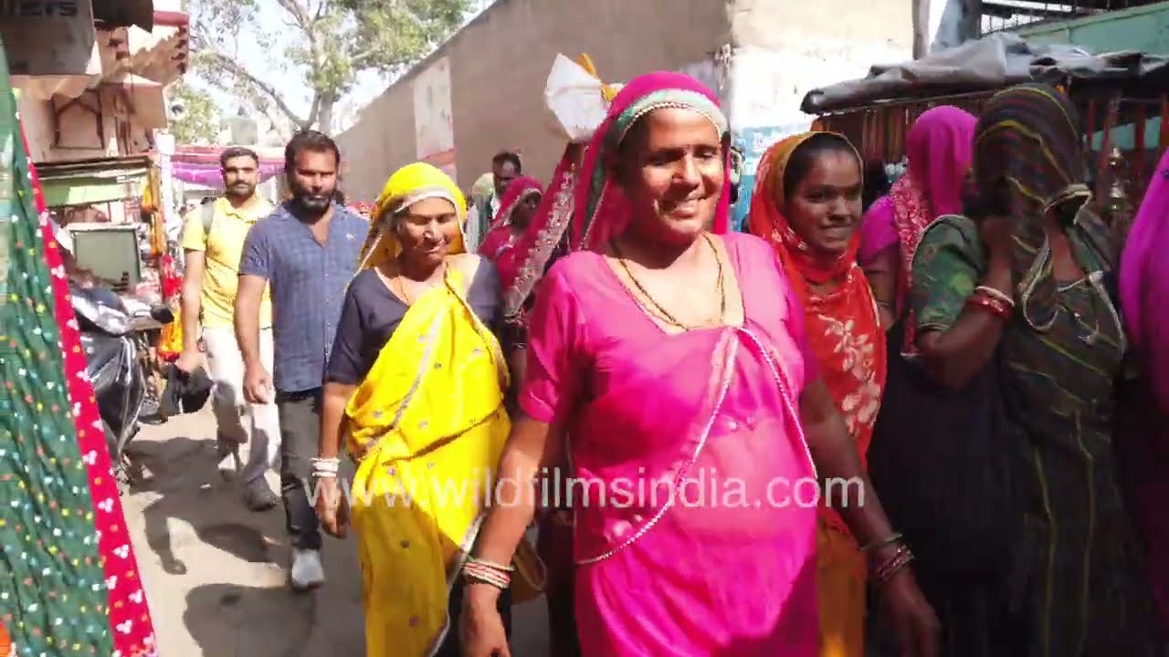 Vibrant Crowd scenes at Pushkar fair Rajasthan