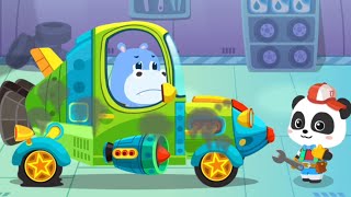 MEMPERBAIKI MOBIL YANG RUSAK DI BENGKEL PANDA KIKI | GAME KARTUN | BABY BUS INDONESIA screenshot 4