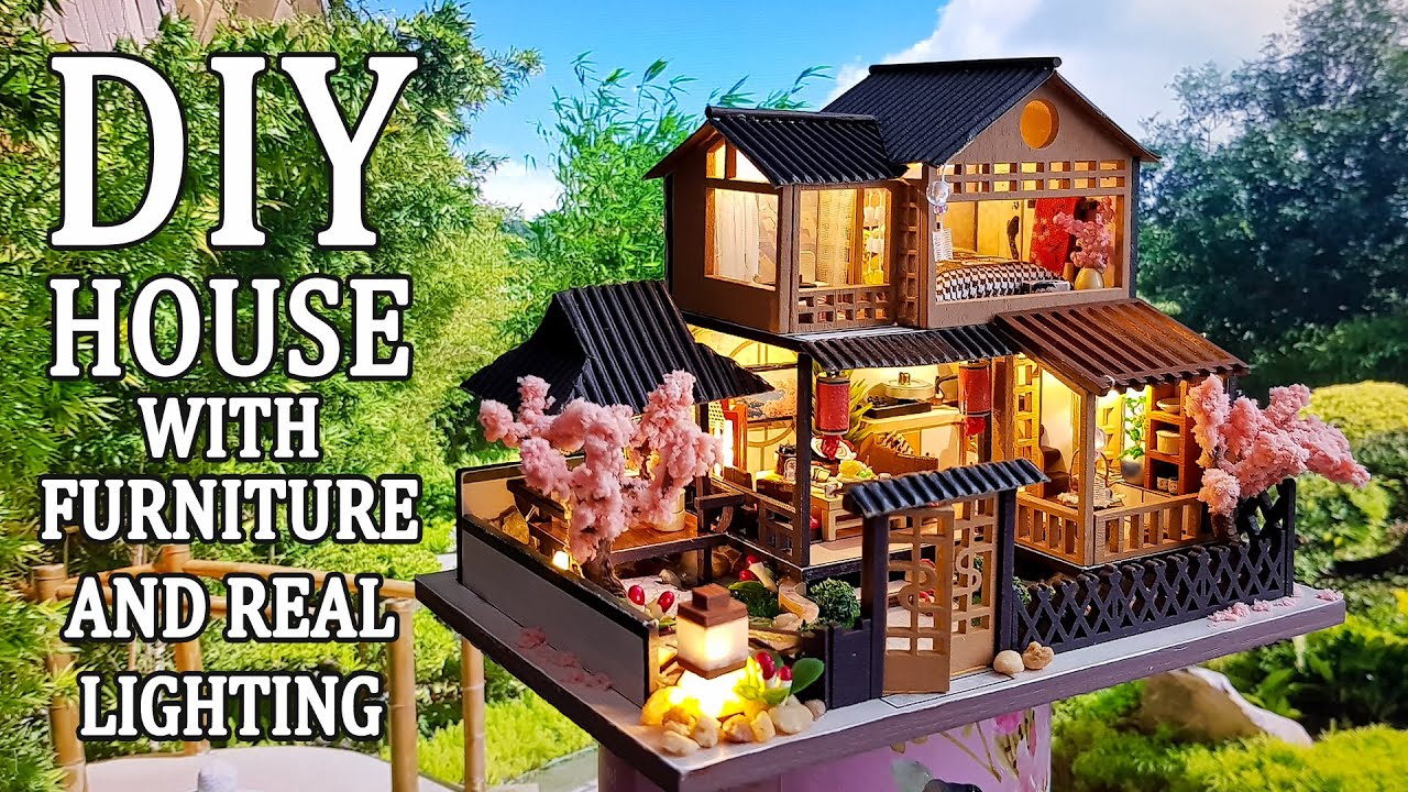 Mini Cherry courtyard house - DIY Miniature dollhouse kit - YouTube