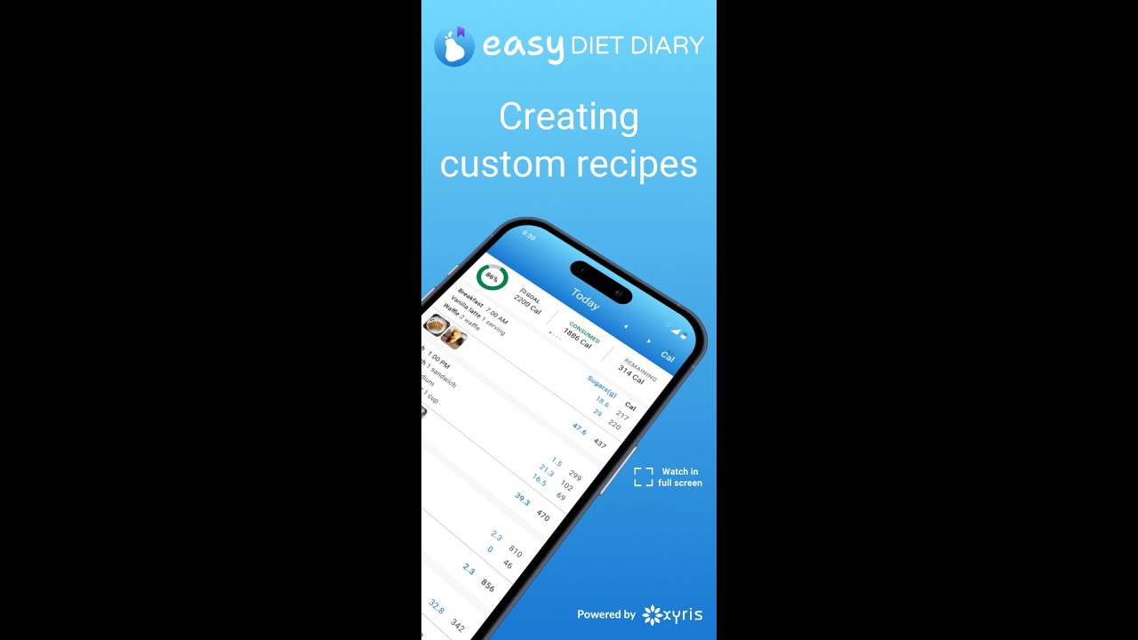 Easy Diet Diary - Creating custom recipes