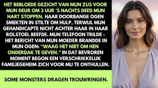 Mijn zus klopte om 3 uur ’s nachts op mijn deur met een bebloed gezicht — toen kwam mam’s bericht.