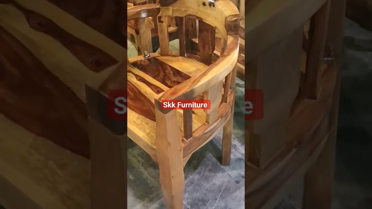 Epoxy Wood & Furniture Sheesham Wood Arm Chair in Honey Finish 