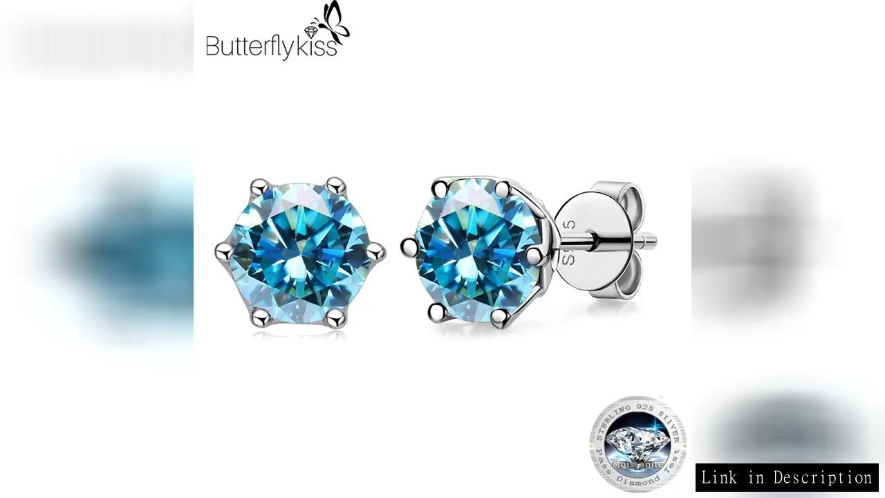Butterflykiss Real 1 CT D Color Moissanite Stud Earrings For Women Top Quality 925 Sterling Silver S