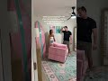 this is Barbie’s dream house 🤭 Wayfair couch made it to the new house #pinkcouchgirl #pinkcouch