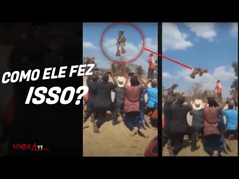 Homen flutuando em Ritual Africano Deixa pessoas assustadas