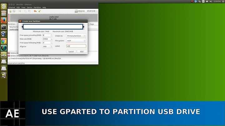 Use Gparted to Partition USB Drive
