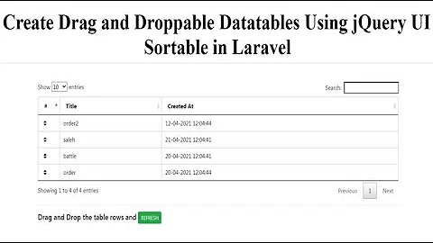 Create Drag and Droppable Datatables Using jQuery UI Sortable in Laravel(2021)