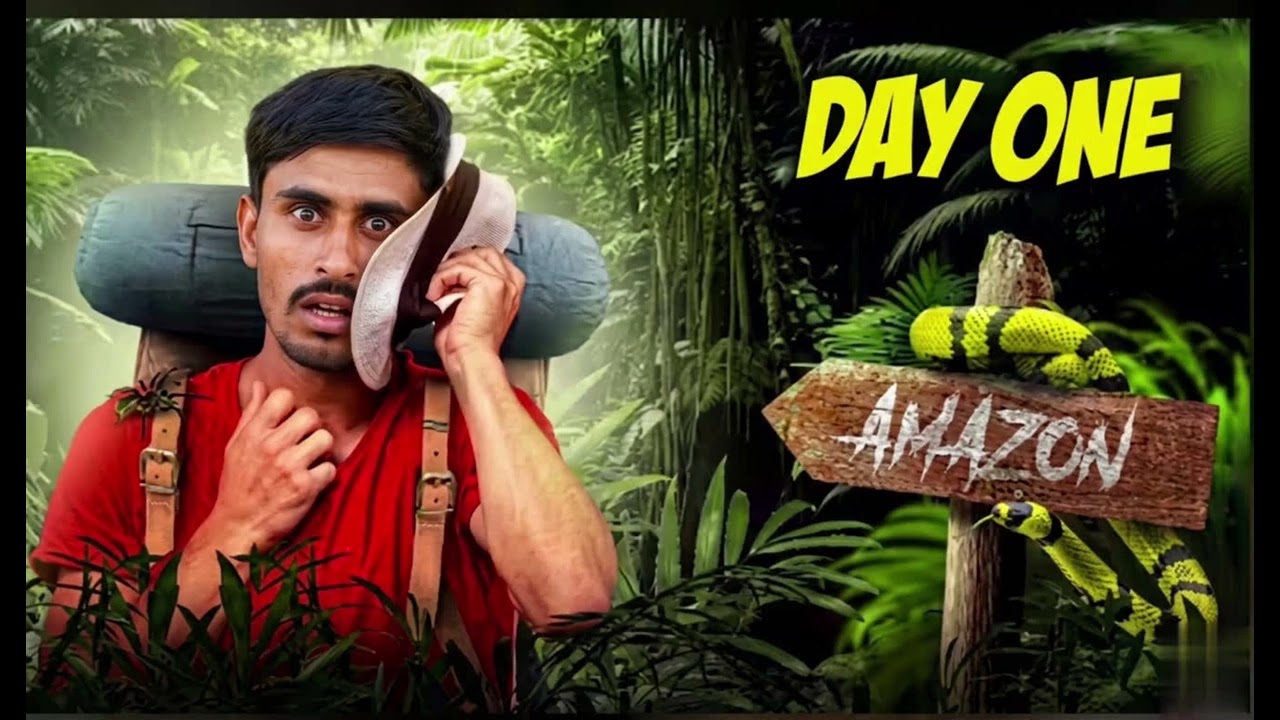 Amazon Jungle Challenge Thumbnail 🌴Sample thumbnail created by me.Eye-catching &  design.Available