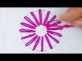 Easy Circle Embroidery Tutorial with Pearls, Round Floral Hand Embroidery Design