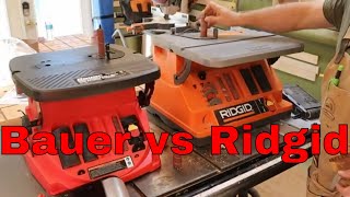 Bauer Oscillating Edge Belt and Spindle Sander 56870 Compared to Ridgid EB4424 from Harbor Freight