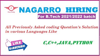 Nagarro all Important coding questions |Jan 2022|Solution's in all languages C,C++,Java,Python Part2