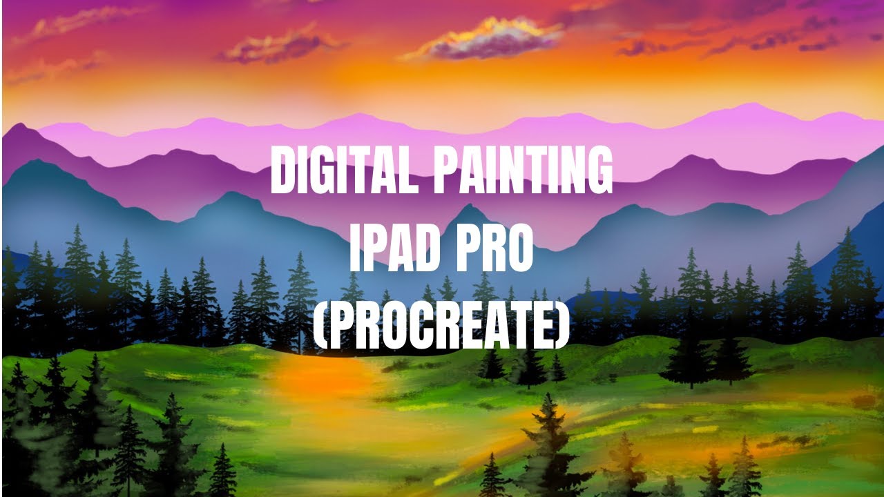 IPAD PAINTING - Mountain and tree landscape art in Procreate - YouTube