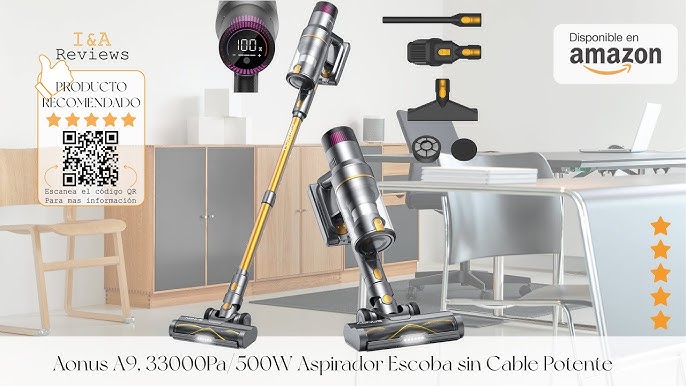 aonus A9 Aspiradora sin Cable, 33000Pa/500W Aspirador Escoba sin Cable  Potente, Aspiradora 8 en 1 con Pantalla Táctil, Autonomía 60 Min Batería  Extraíble, para Hogar Suelos Alfombras Pelo de Mascotas : : Hogar  y cocina