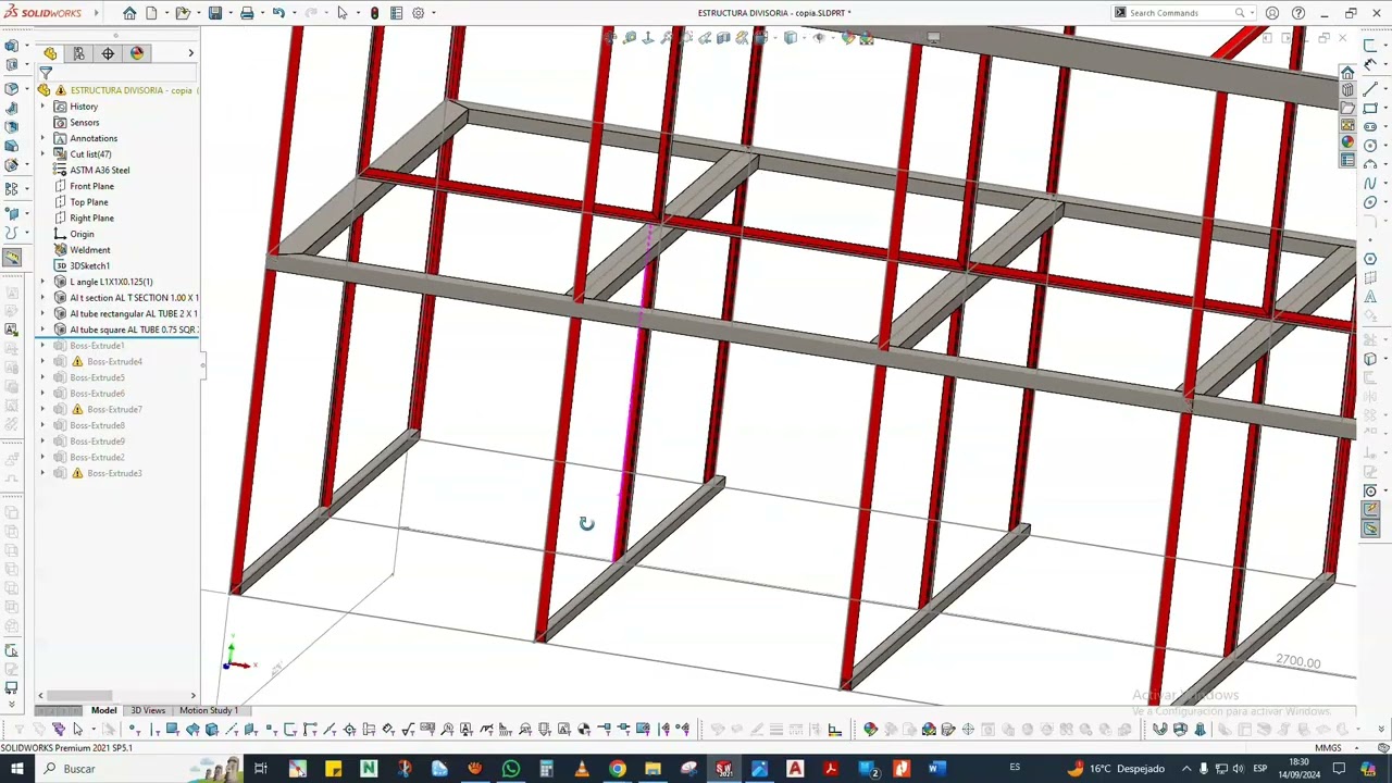 DISEÑO DE DIVICIONES METALICAS EN SOLIDWORKS 9