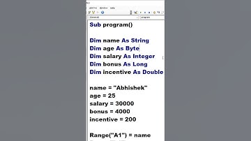 #3 VBA Sikho | Data type and Variable kya hota hai ? | #vba #trending #shorts