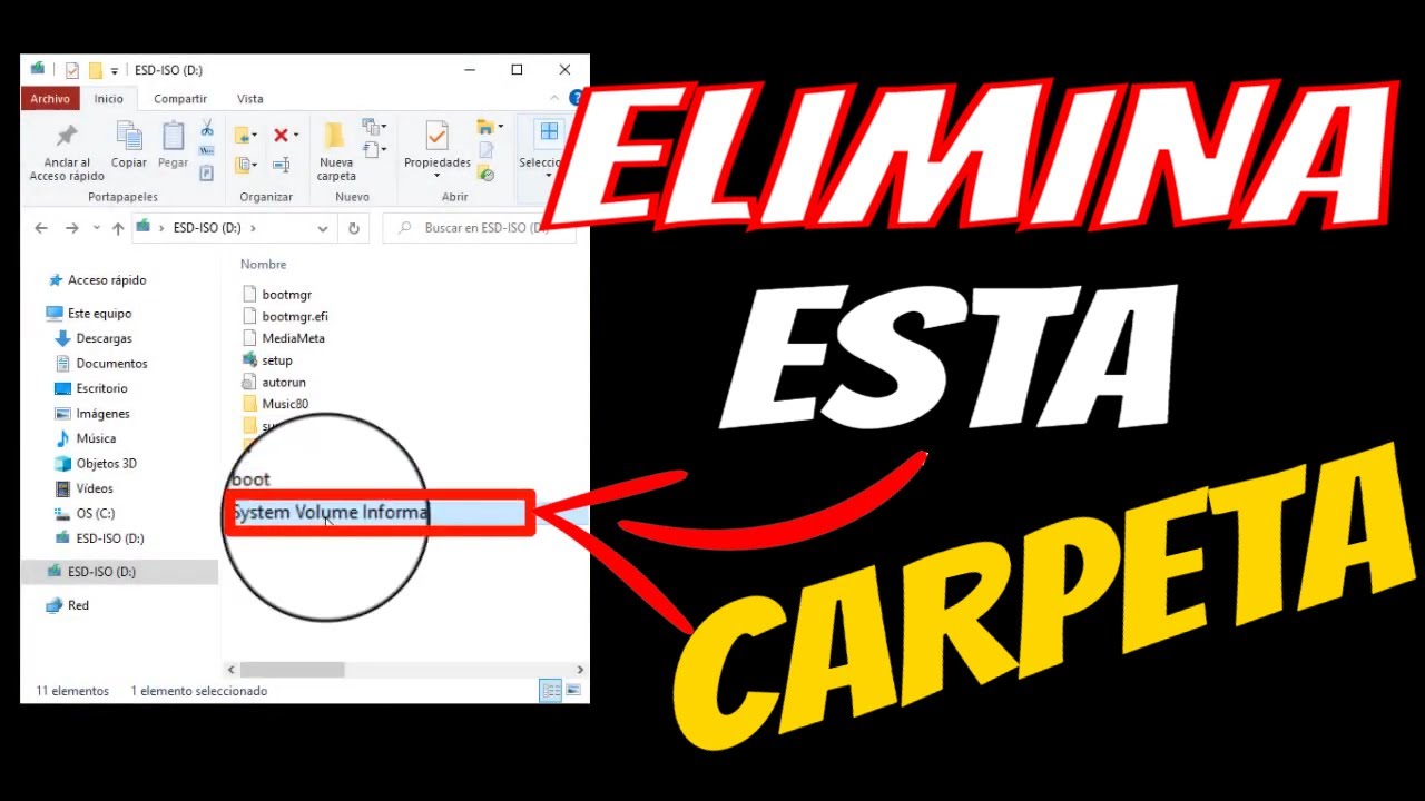 😲Como ELIMINAR La CARPETA System Volume Information de una Memoria USB  Utilizando CMD - YouTube