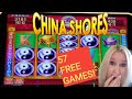 57 FREE GAMES! Continued Play CHINA SHORES Slot Machine 🎰Xtra Rewards💥#slots  #casino #konami