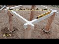 How to erect a wooden post on natural stone,korea,carpenter,tradition,woodworking,그랭이 공법