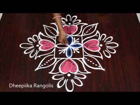Simple And Easy Flower Rangoli Design With 5x5 Dots * Beginners Margazhi Kolam * Chukkala Muggulu