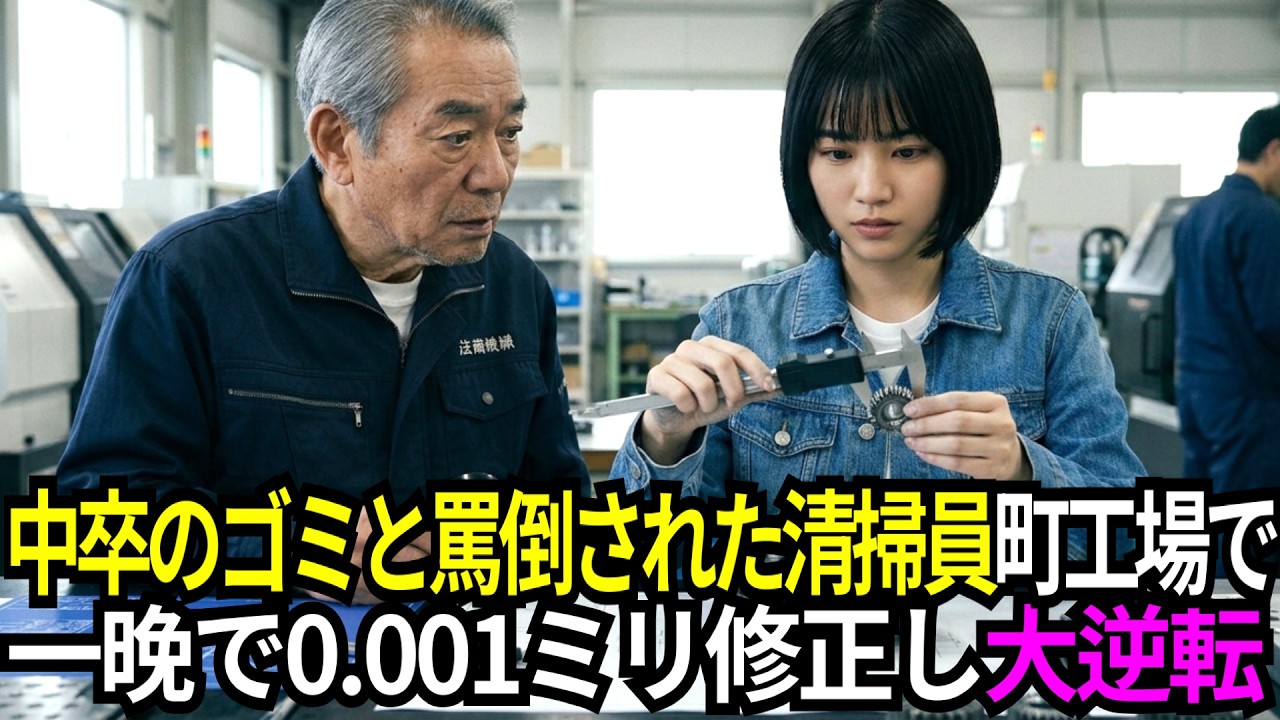 「中卒のゴミは機械に触るなw」契約破棄された町工場で、清掃員が起こした0 001ミリの奇跡【感動する話】【朗読】