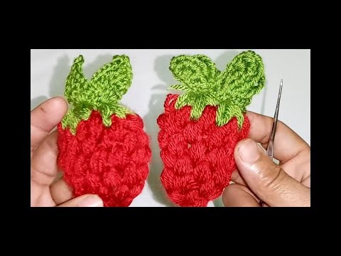 Video how to make crochet Strawberry with leaf in bangla... - youtube