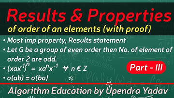 Abstract Algebra: Group Theory- L 26 (Results & Properties of order of an element) | IIT-JAM, GATE |