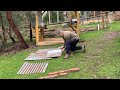 Building a raised garden bed for herbs and spices by the outdoor kitchen with recycled materials