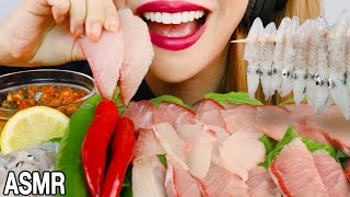 ASMR YELLOWTAIL SASHIMI,BABY SQUID 방어회,꼴뚜기회 먹방 EATING SOUNDS NO TALKING MUKBANG