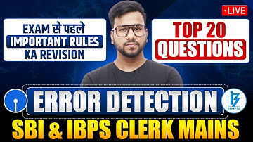 🎯SBI Clerk Mains 2025 English | 🔥 TOP 20 Error Detection Questions | Mains Error Detection Questions