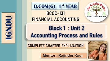 IGNOU B.Com(G) 1st Year BCOC 131 Financial Accounting Block 1 Unit 2 Accounting Process and Rules