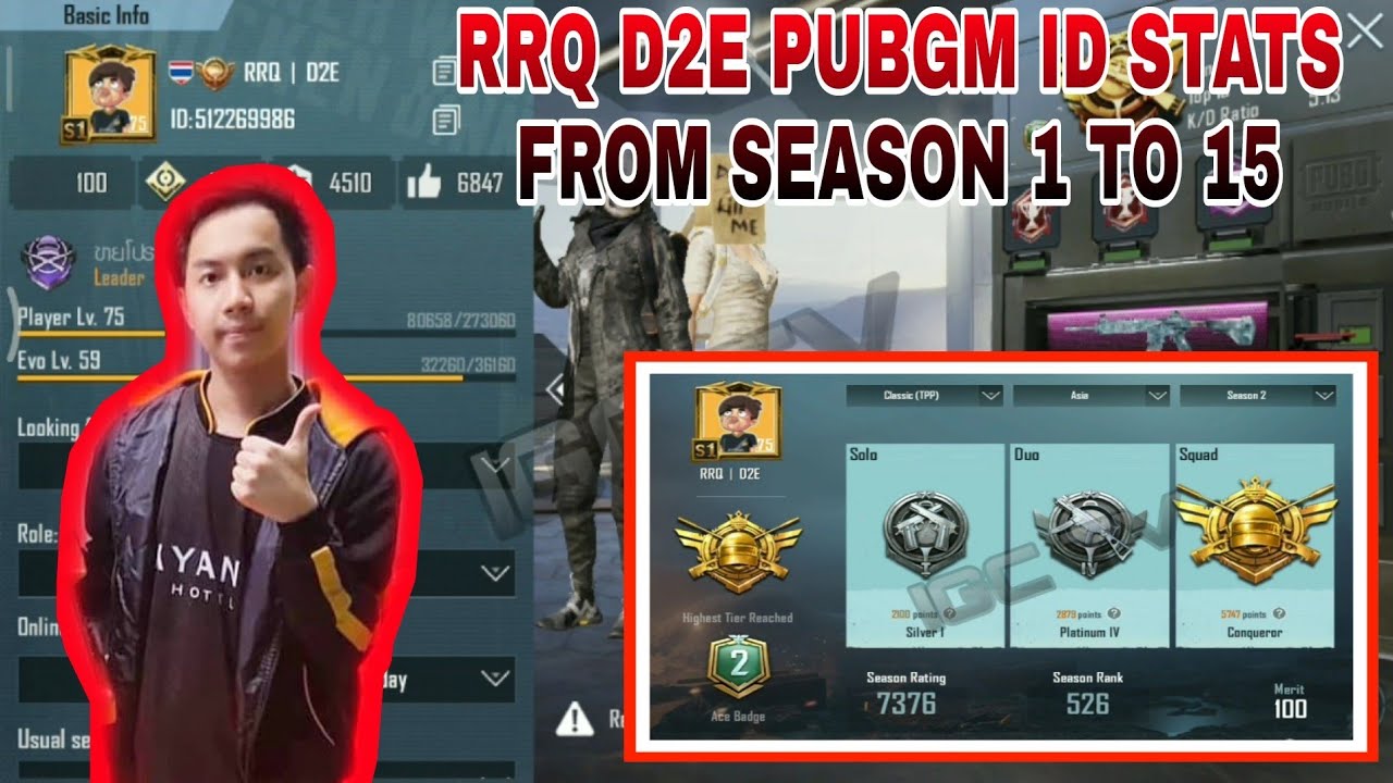 RRQ D2E PUBGM ID STATS FROM SEASON 1 TO 15