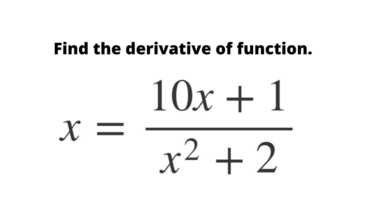 Calculus I: finding derivative using by the quotient rule 1 - YouTube