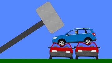 Car vs Hammer Extreme Destruction - Phun Algodoo Moments #10