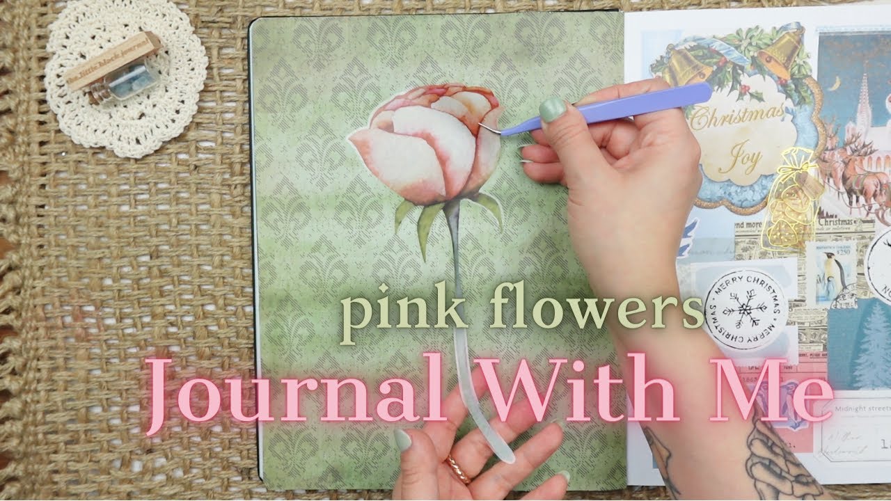 ASMR Journal Pink Flowers (scrapbook art) YouTube