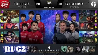 Evil Geniuses vs 100 Thieves - Game 2 | Round 1 Playoffs S10 LCS Summer 2020 | EG vs 100 G2