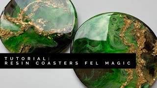 Tutorial Resin Coasters: Fel Green Magic use resin layers to create stunning 3d effects