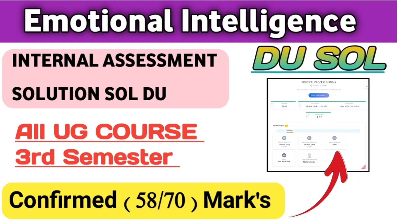 Emotional Intelligence Internal Assessment Solution | Semester 3 BA ALL UG COURSES | 