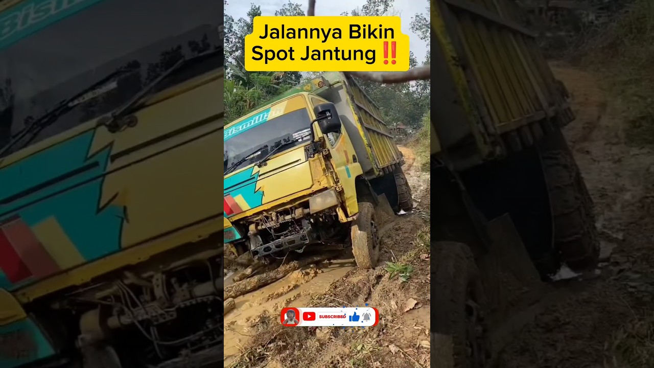 Ngeri‼️Truk Pasir Hampir Terbalik di Jalan Berlumpur Hutan⁉️ 