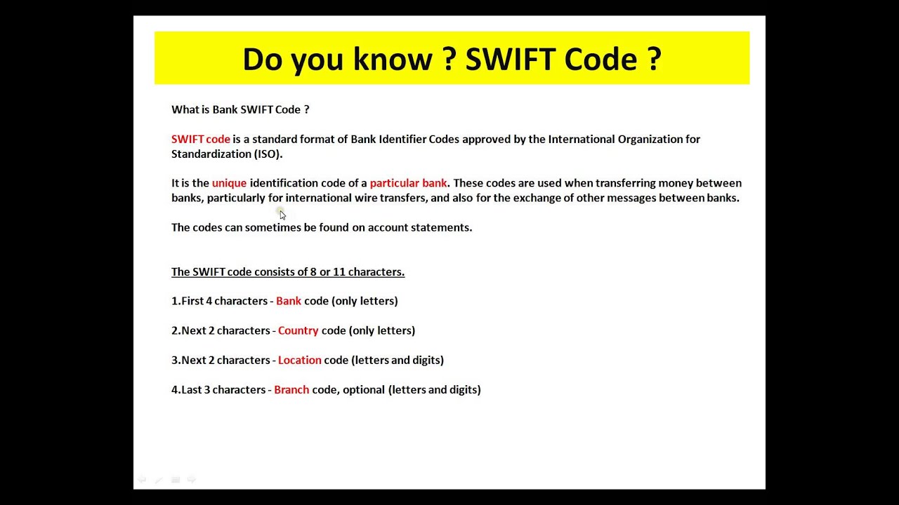 Bank Swift Code What Youtube