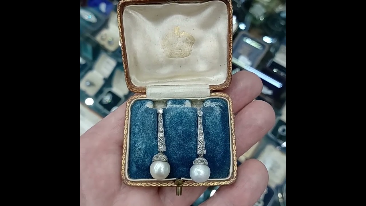 EG065 Edwardian pearl and diamond earrings