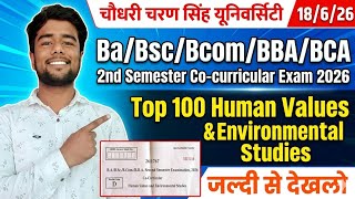 top 100 mcqs: human values & environmental studies | ccsu 2nd semester 2026