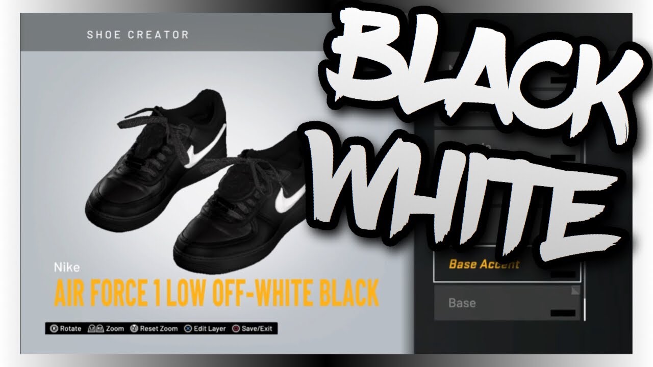 NBA 2K20 Shoe Creator - Nike Air Force 1 x Off White “Black White\