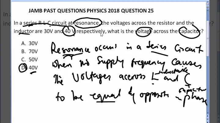 JAMB PAST QUESTION PHYSICS 2018 QUESTION 25 Resonance in a RLC Circuit