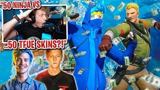 I got 50 TFUE vs 50 NINJA SKINS to scrim for $100 in Fortnite... (ninja vs tfue)