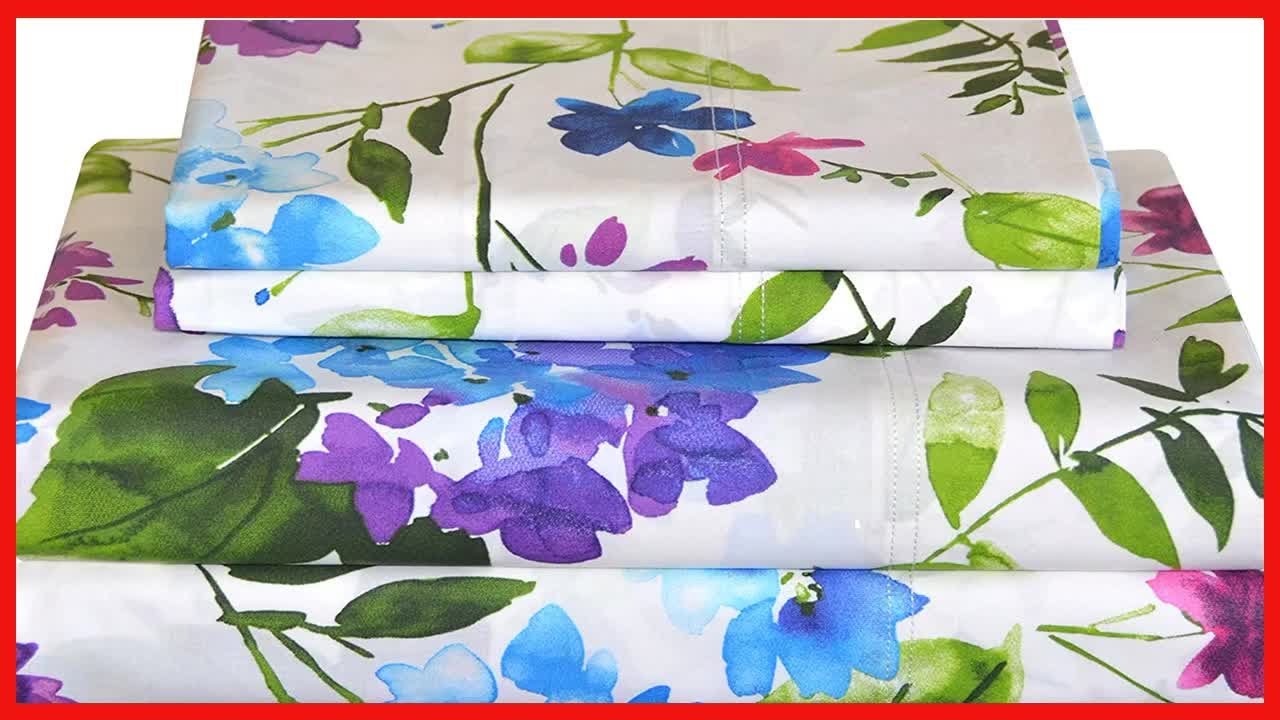 Pointehaven 100% Cotton Percale Sheets King Size - Printed Bed Sheet & Pillowcase Sets