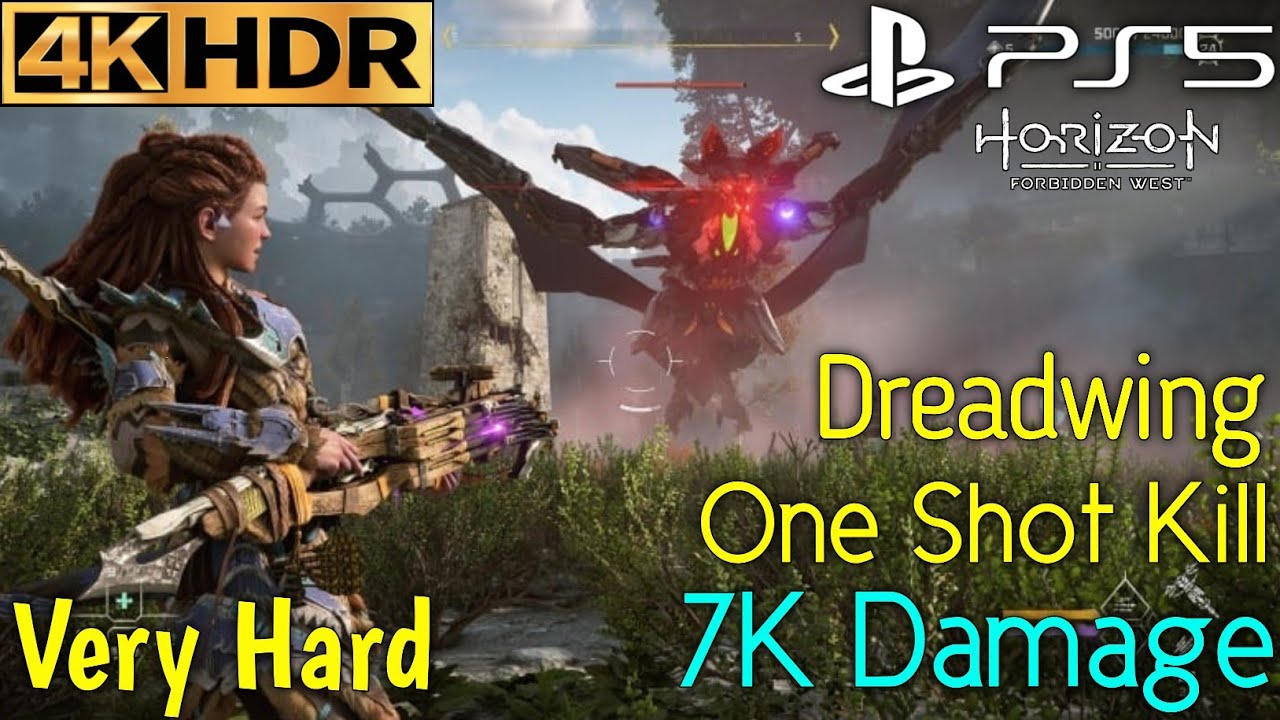7K Damage Very Hard One Shot Kill - Horizon Forbidden West One Shot Kill Dreadwing Boss Fight PS5 4K